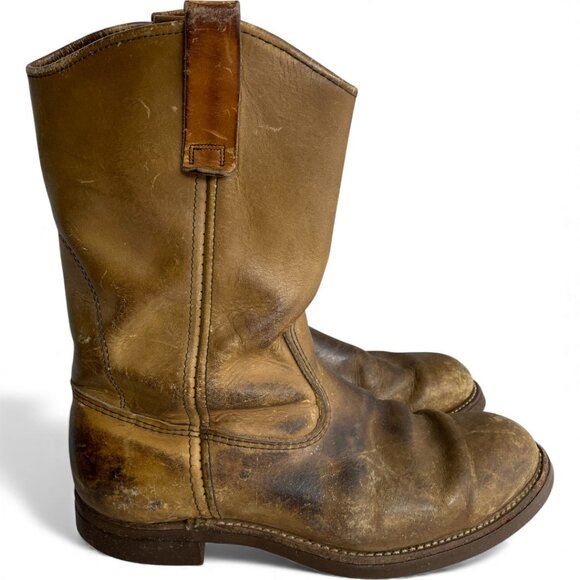 Red Wings Shoes Vintage Leather Boots Pecos Western Biker Work Cork Sole Men's 7 - Picture 2 of 14